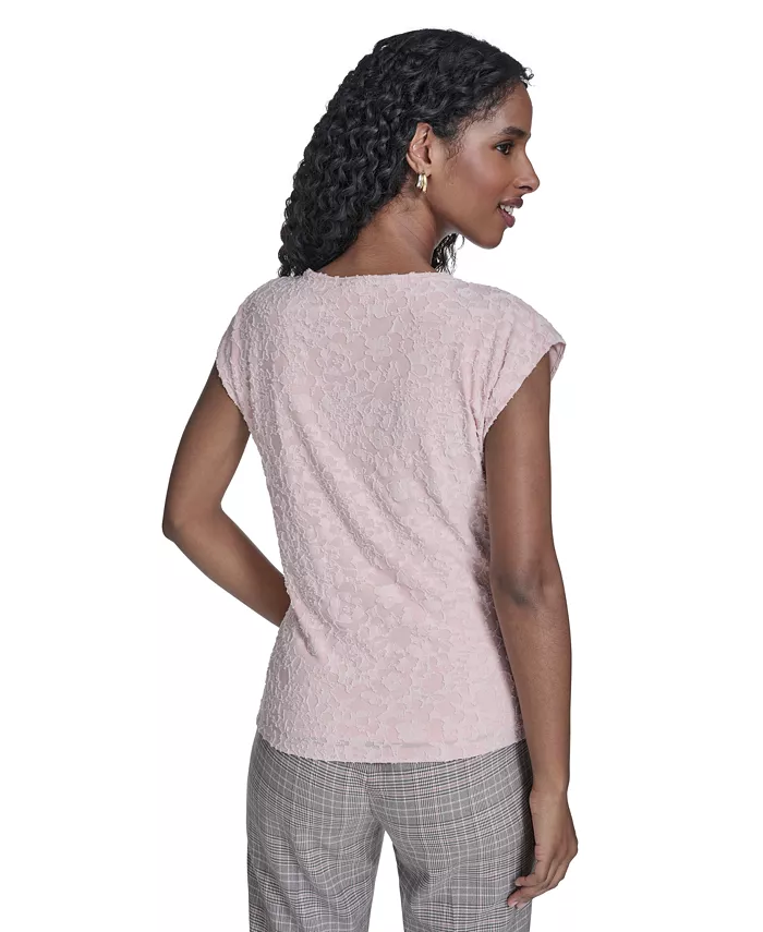 Women's Floral Clip Draped Crewneck Top - thumbnail 6
