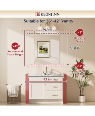 Inch Beveled Bathroom Vanity Mirror Shatterproof Frameless Wall Mirrored Over Sink Horizontal/Vertical