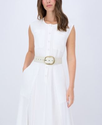 Women's Two-in-One Reversible Oversized Statement Buckle Belt