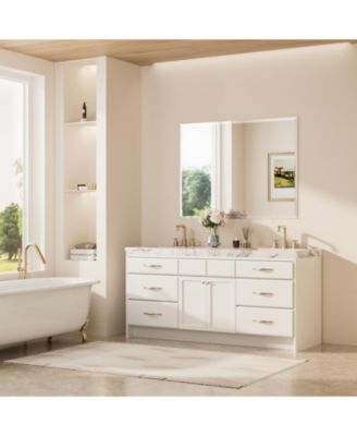 Inch Beveled Bathroom Vanity Mirror Shatterproof Frameless Wall Mirrored Over Sink Horizontal/Vertical