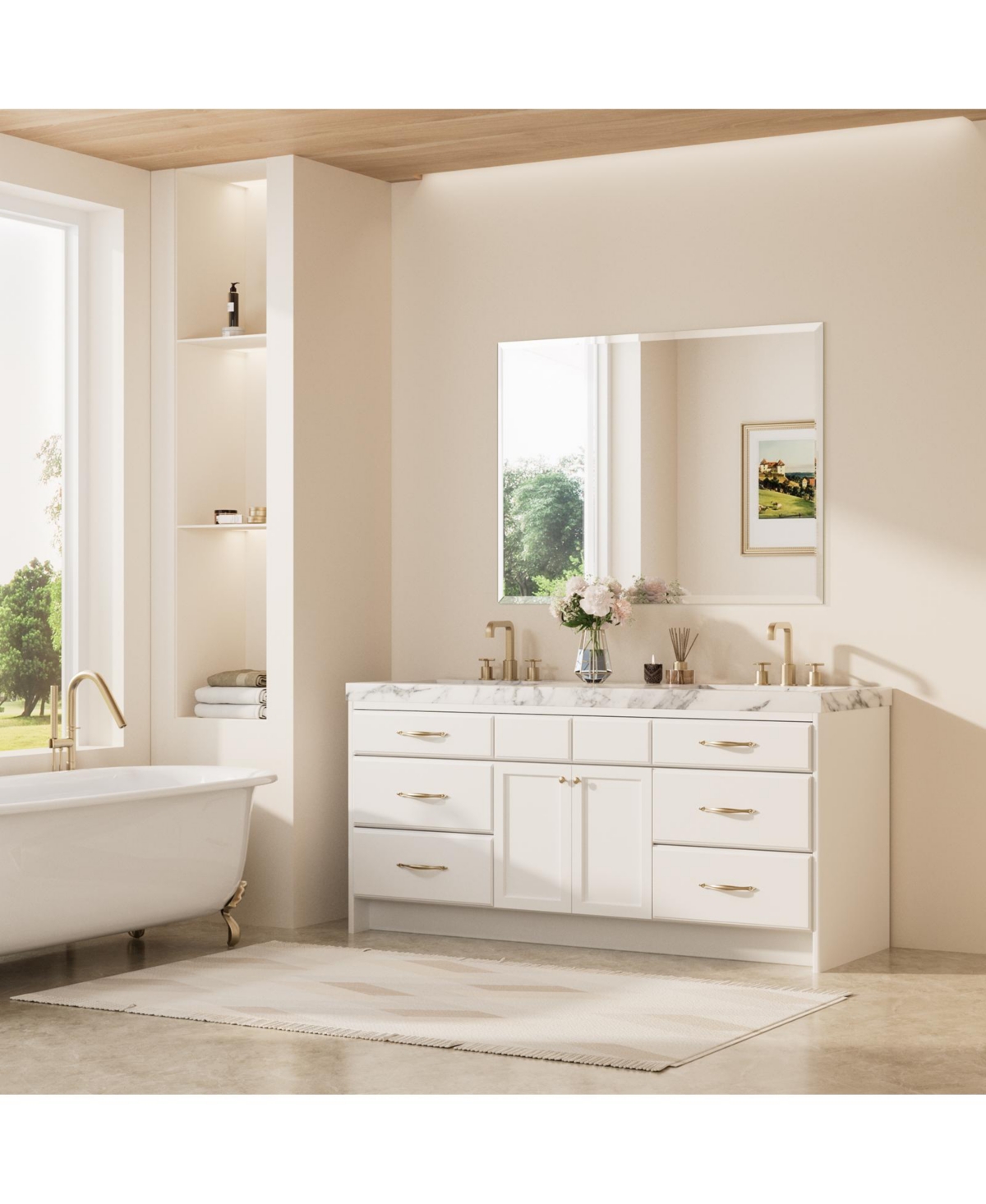 Keonjinn Inch Beveled Bathroom Vanity Mirror Shatterproof Frameless Wall Mirrored Over Sink Horizontal/Vertical
