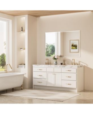 Inch Beveled Bathroom Vanity Mirror Shatterproof Frameless Wall Mirrored Over Sink Horizontal/Vertical