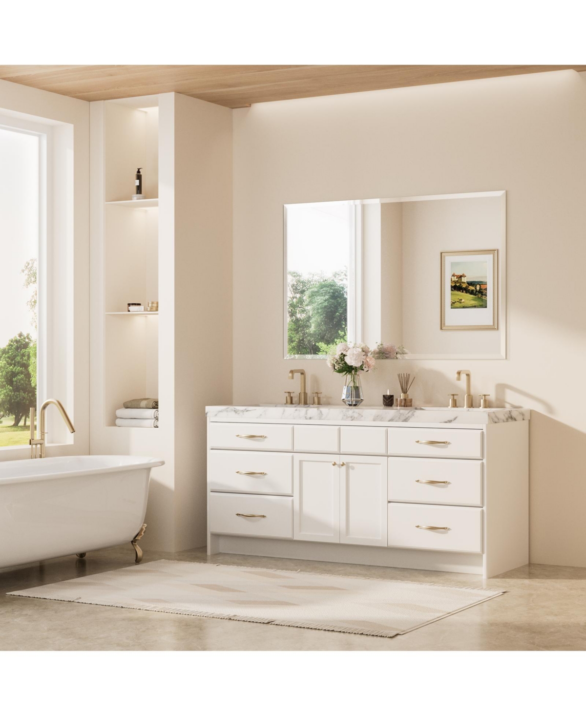 Keonjinn Inch Beveled Bathroom Vanity Mirror Shatterproof Frameless Wall Mirrored Over Sink Horizontal/Vertical
