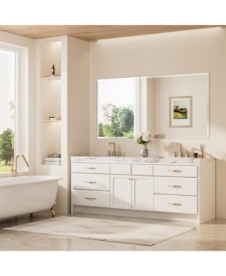 Inch Beveled Bathroom Vanity Mirror Shatterproof Frameless Wall Mirrored Over Sink Horizontal/Vertical