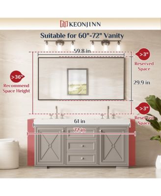 Inch Brushed Black Bathroom Vanity Mirror Metal Framed Over Sink Wall Mirror Horizontal/Vertical