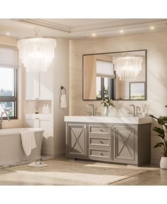 Inch Brushed Black Bathroom Vanity Mirror Metal Framed Over Sink Wall Mirror Horizontal/Vertical