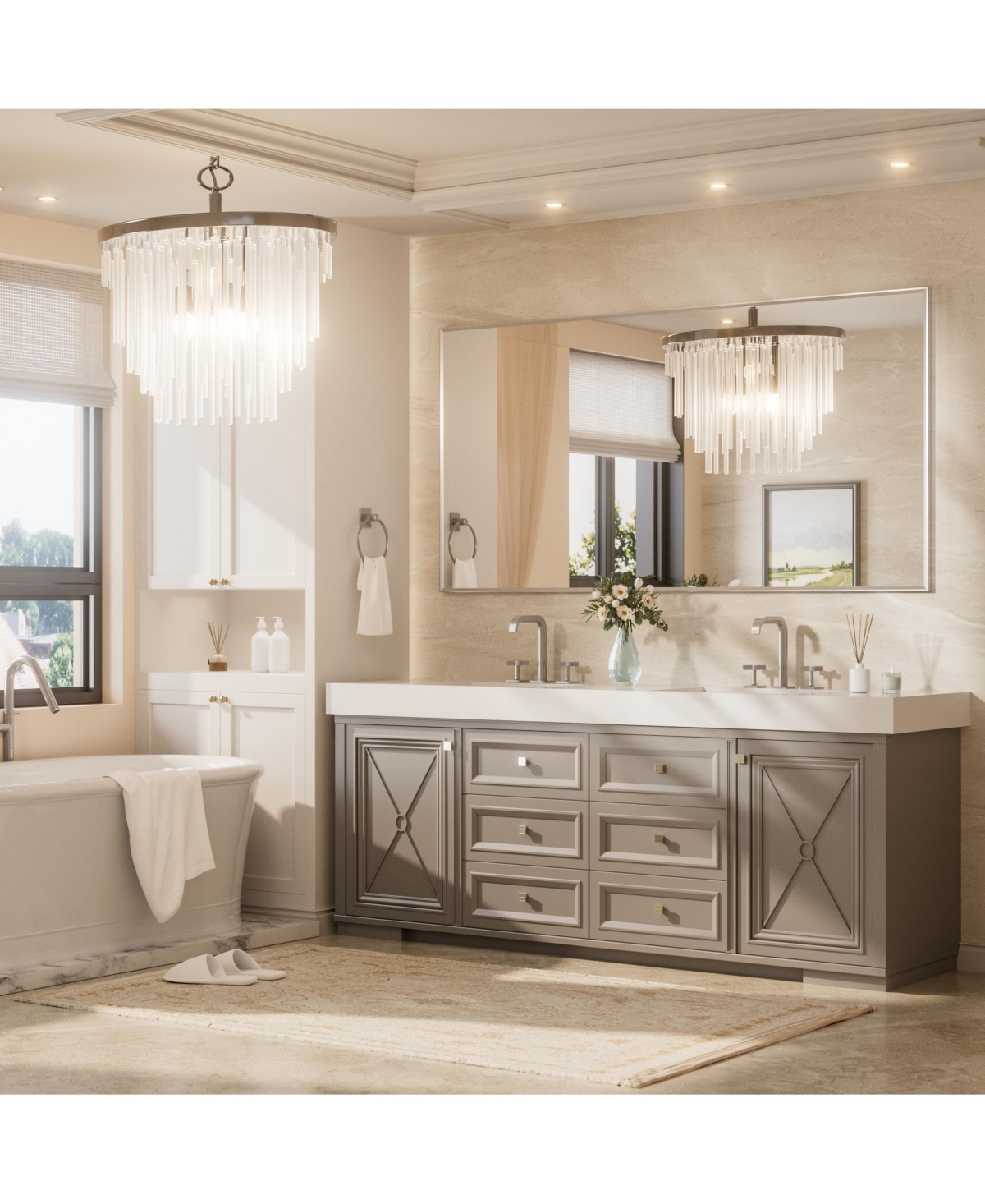 Keonjinn Inch Brushed Nickel Bathroom Vanity Mirror Metal Framed Over Sink Wall Mirror Horizontal/Vertical