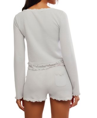 Women's Spring Break Ruffle Trim Detail Top and Shorts, 2-Piece Set