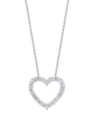 Lab Grown Diamond Heart Pendant Necklace (1 ct. t.w.) in Sterling Silver