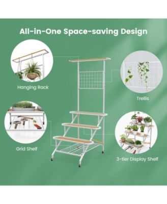 4-Tier Hanging Plant Stand with Hanging Bar