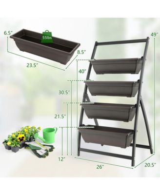 4-Tier Vertical Raised Garden Bed with 4 Containers and Drainage Holes