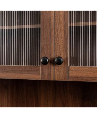 Kitchen Pantry Cabinet with 4 Doors and Pull-Out Multi-Tier Storage Shelves for Kitchen and Dining Room