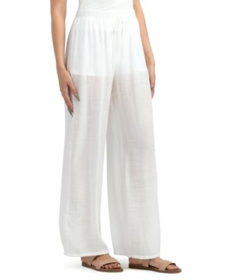 Junior's Resort Gauzy Texture Mid Rise Wide Leg Pants