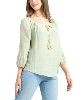 Junior's Resort Gauzy Texture Scoop Neck Top
