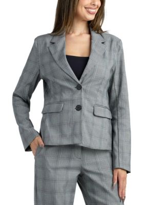 Junior's Millennium Notch Collar Check Blazer