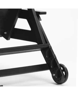 Outdoor HDPE Patio Chaise Lounges With Wheels & Cup Holder (Set of 4)