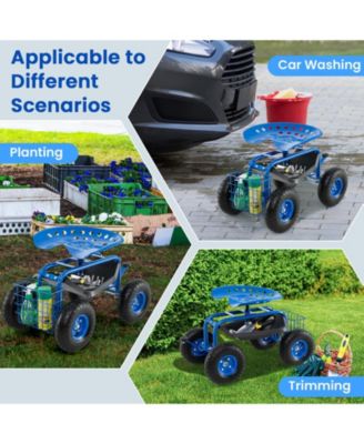 4-Wheel Rolling Garden Cart Work Seat