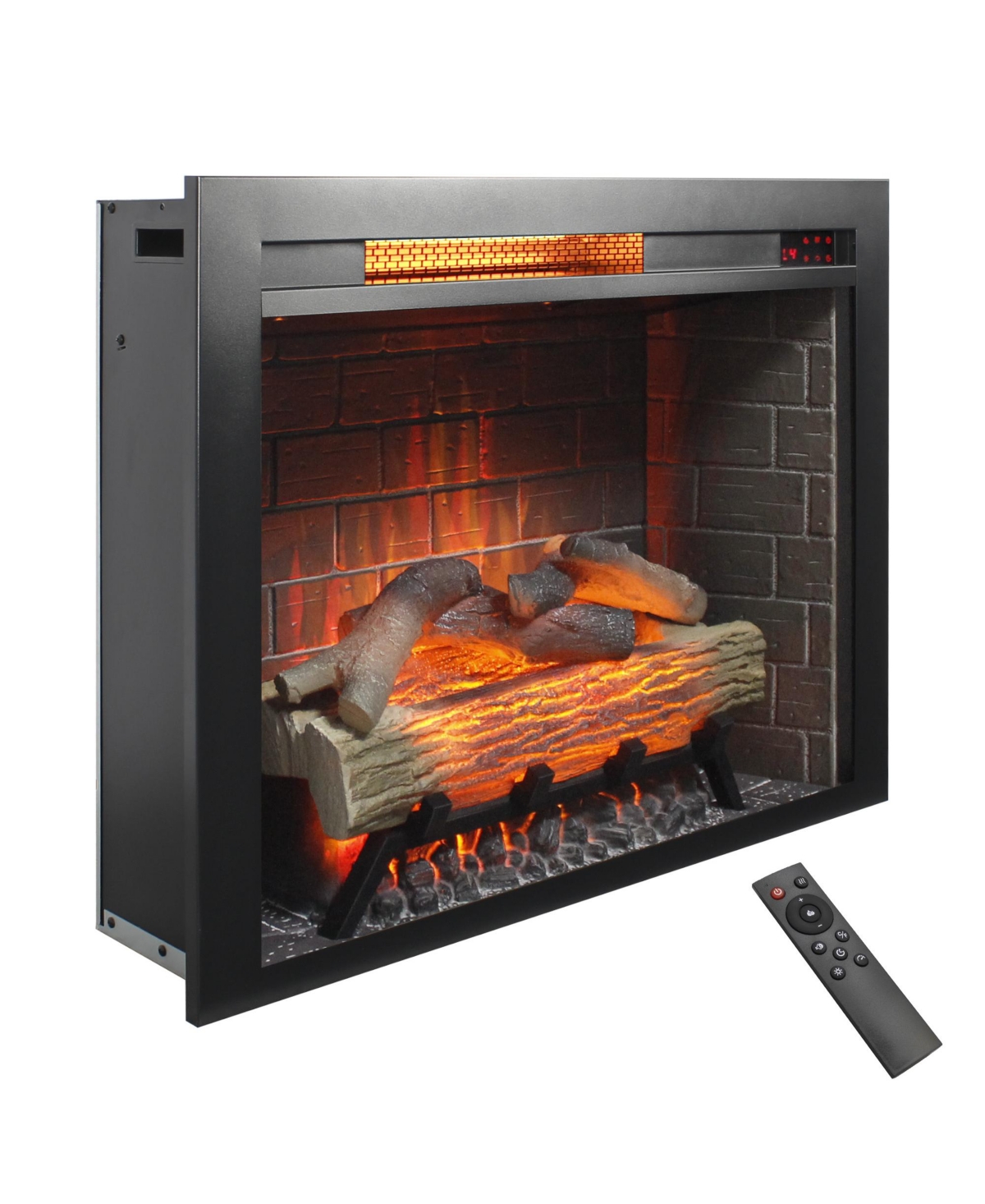 Flynama 28 inch Infrared Electric Fireplace Insert, Touch Panel Home Decor Heater, Smokeless Firebox With fixed Trim Kit.With Crackling Sound