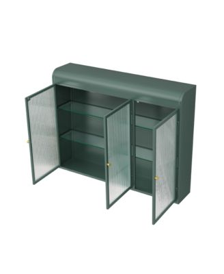 3-Door Arched Wall-Mounted Glass Cabinet for Kitchen, Living Room, or Bathroom Storage