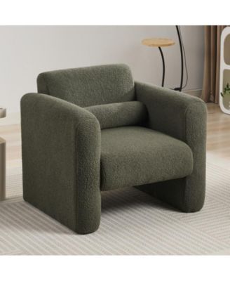 Modern Lambskin Chair Padded Reading Armchair with Pillow