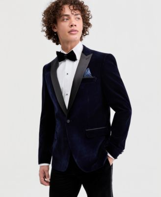 Mens Slim Fit Peak Lapel Velvet Sport coat