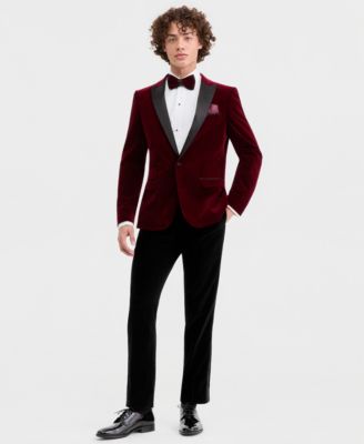 Mens Slim Fit Peak Lapel Velvet Sport coat