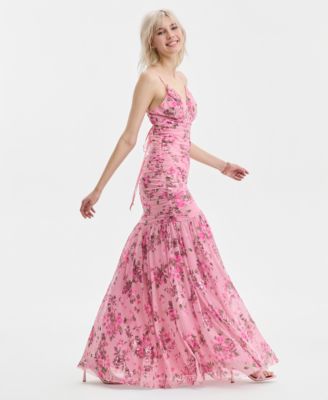 Juniors' Smocked Sequinned Gown