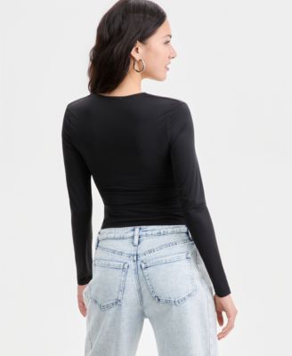 Women's Long-Sleeve Sweetheart-Neck Knit Top