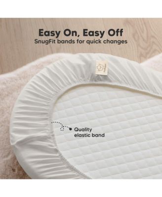 2pk Soothe Waterproof Bassinet Sheets for Girls, Boys, 33x17 Universal Baby Bassinet Mattress Protector Cover