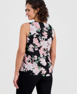 Women's Printed Ruffled Sleeveless Blouse