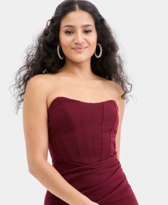 Juniors' Strapless Sweetheart-Neck Corset Gown