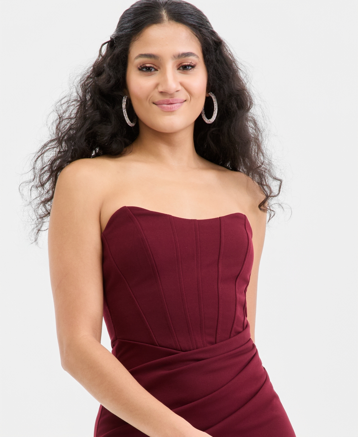 Emerald Sundae Juniors' Strapless Sweetheart-Neck Corset Gown