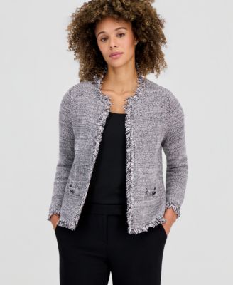 Women's Tweed Fringed Cardigan Jacket