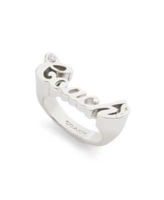 Faux Stone Signature Coach Name Plate Band Ring