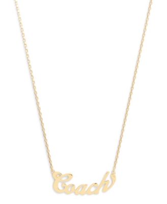 Faux Stone Signature Coach Name Plate Pendant Necklace
