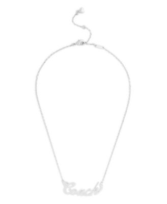 Faux Stone Signature Coach Name Plate Pendant Necklace