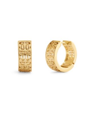 Gold Signature Quilted Cut Out Huggie Earrings