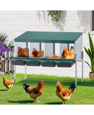 13 in. 4-Hole Chicken Nest With Legs And Cover to Protect Eggs in Green