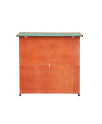 41 in. Outdoor Wooden Rabbit Hutch with 2 Removable No-Leak Trays Non-Slip Ramp Waterproof Roof in Natural