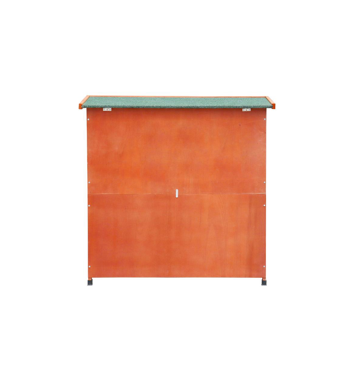 Aostirmotor 41 in. Outdoor Wooden Rabbit Hutch with 2 Removable No-Leak Trays Non-Slip Ramp Waterproof Roof in Natural