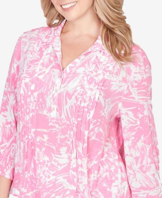 Plus Size Brushstroke Floral Silky Gauze Popover Top