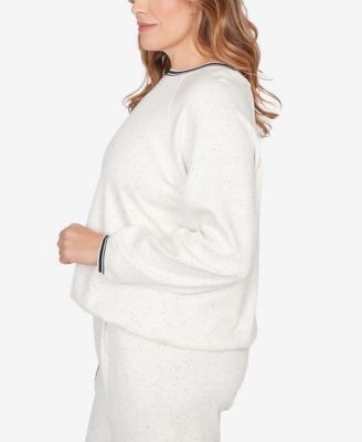 Plus Size Bubble Hem Fleck Knit Pullover Top