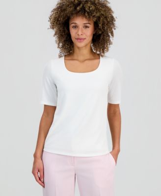 Women's Textured Elbow-Sleeve Top