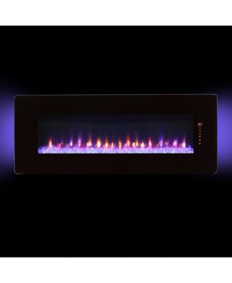 48 inch Curved Front Wall Mounted Electric Fireplace with remote and multi color flame & emberbed