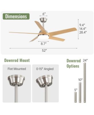 52-inch Modern Sand Nickel 5-Blade Tri-Color Dimming Ceiling Fan with Remote Control and Timing Function for Indoor