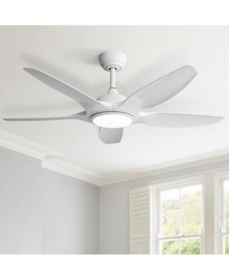 48-inch Matte White 5-Blade Ceiling Fan with Six Speed Remote Control and Forward Reverse Function for Indoor Use