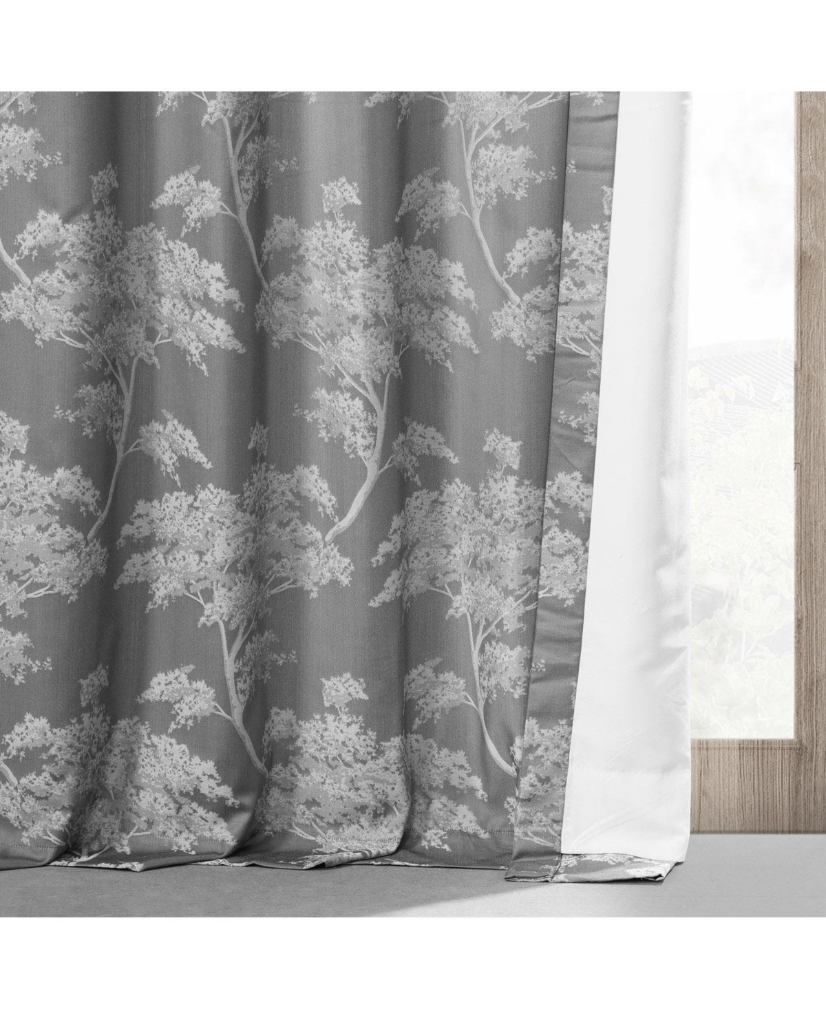 Half Price Drapes Sequoia Floral Faux Silk Jacquard Room Darkening Curtain