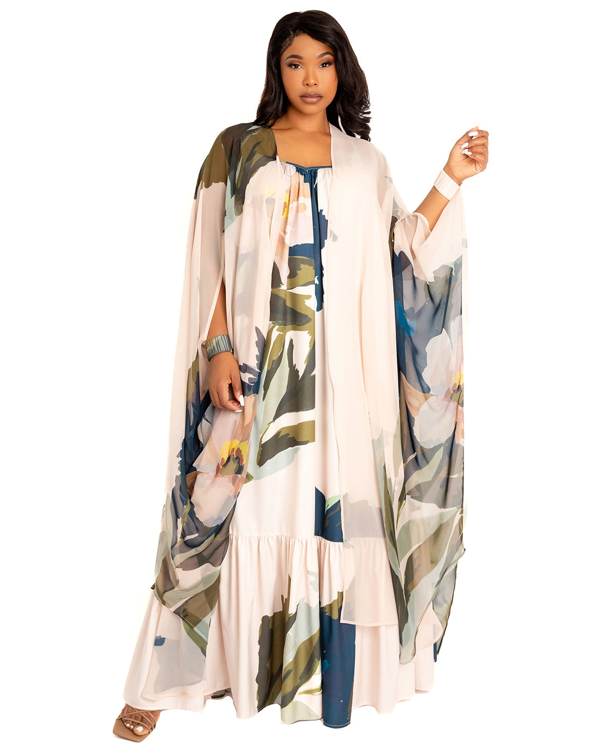 Buxom Couture Women's Floral Voluminous Maxi Dress