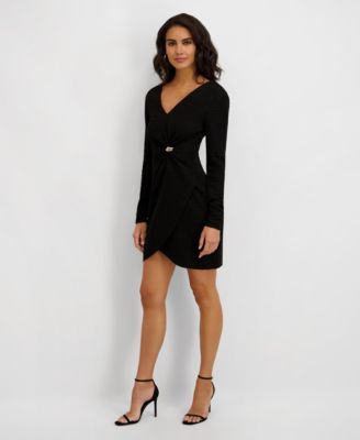 Women's V-Neck Long-Sleeve Short Dress