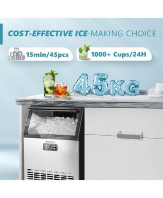 33-lb Ice Storage 100-lb Ice Per day Cubed Ice Maker with Scoop in Silver